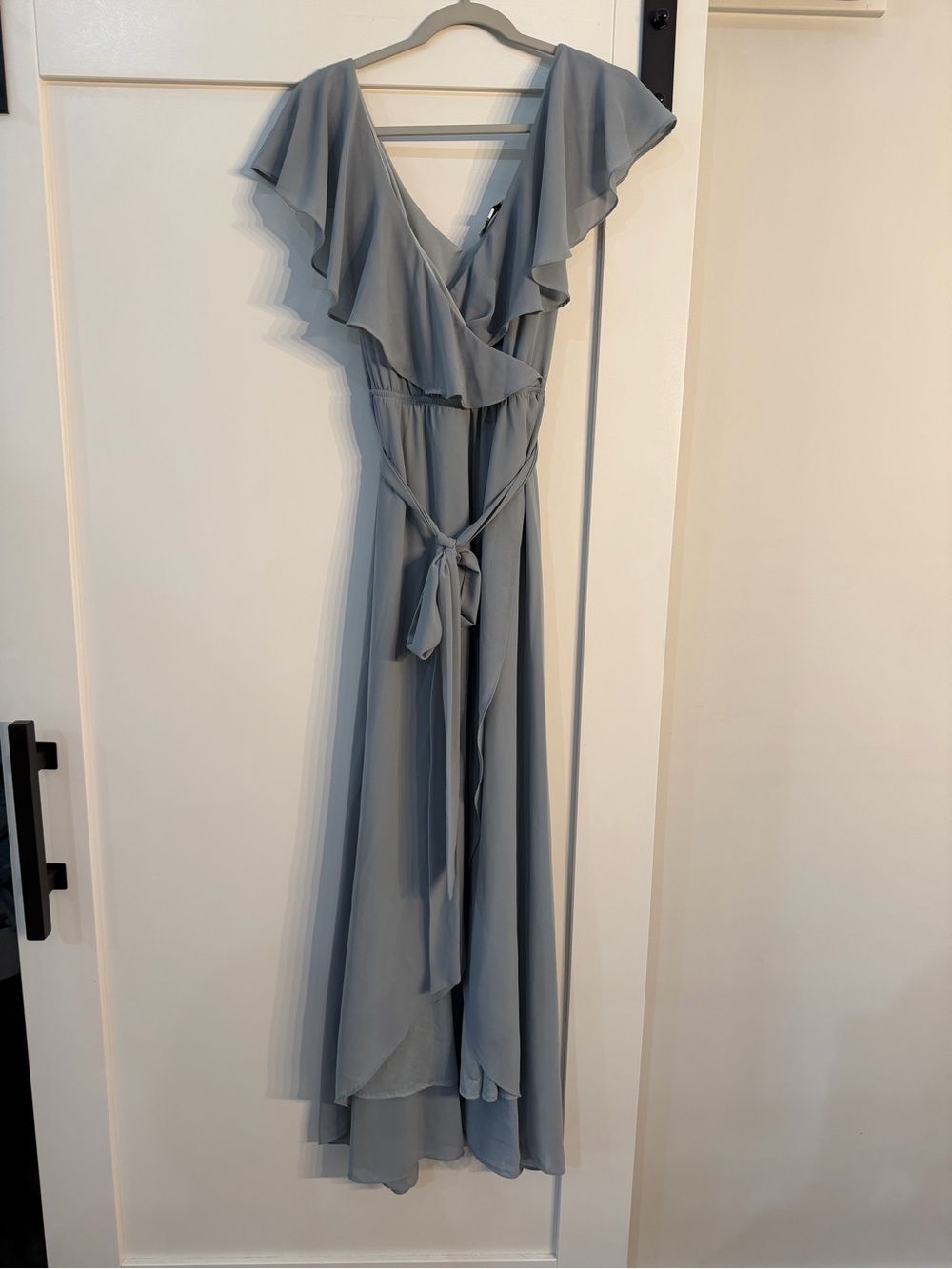 Baltic Born Dusty Blue Ruffle Wrap Maxi Dress
